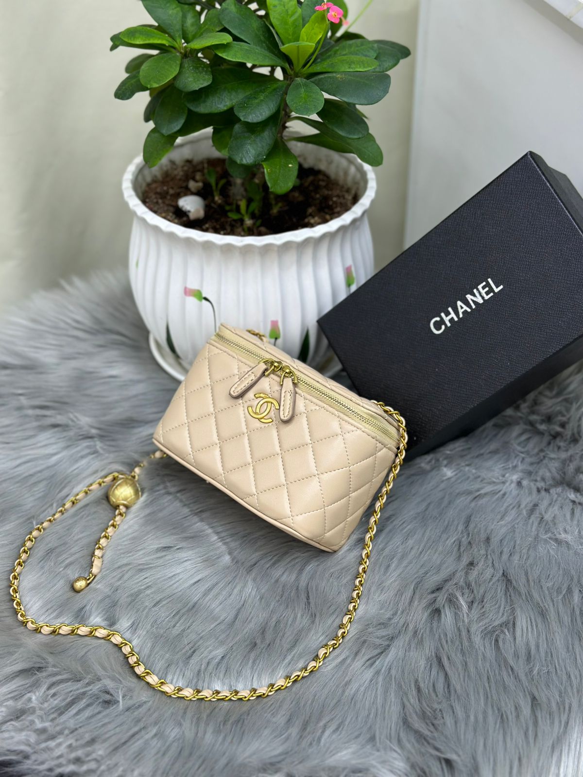 Chanel – Mini Quilted Crossbody Camera Bag (Beige)