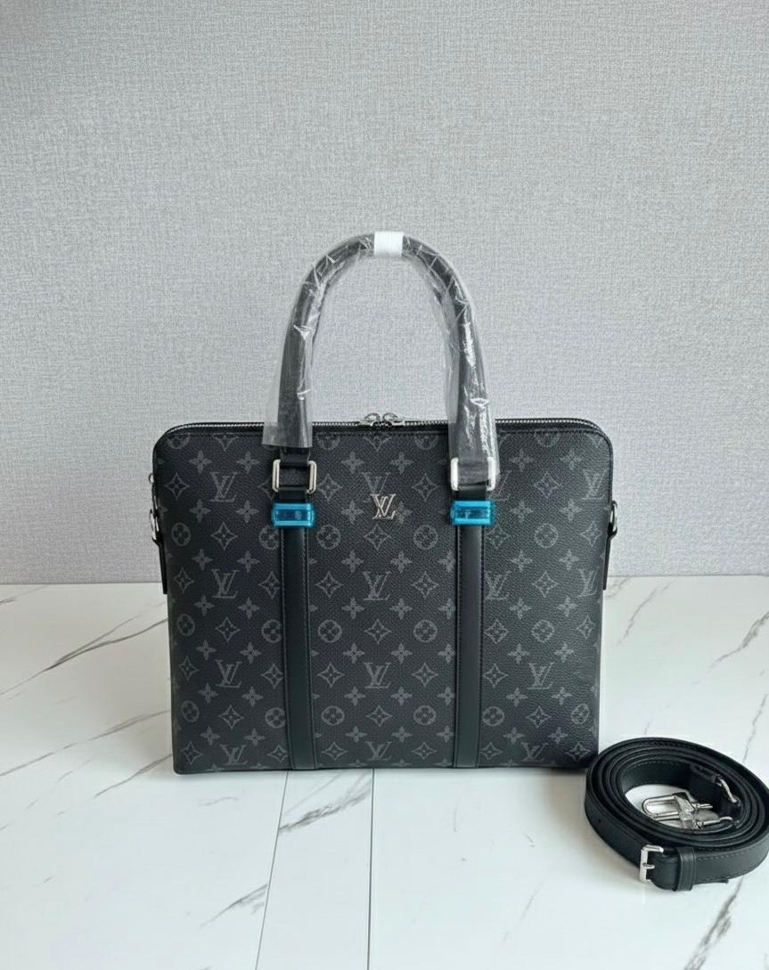 Louis Vuitton Monogram Eclipse Porte-Documents Business Bag – Black & Grey Leather Canvas
