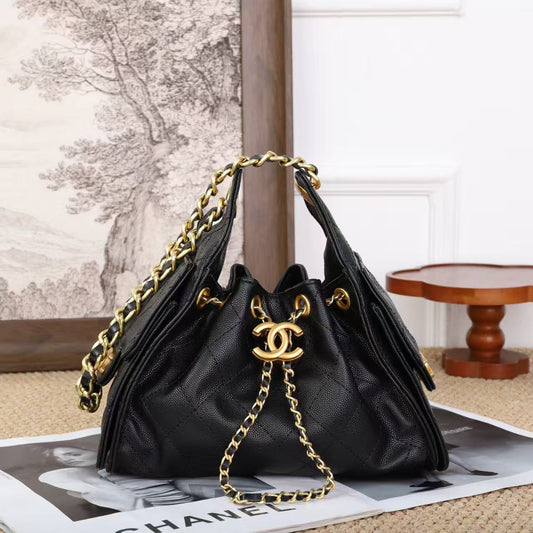 Chanel – Drawstring Coco Chain Shoulder Bag (Black)
