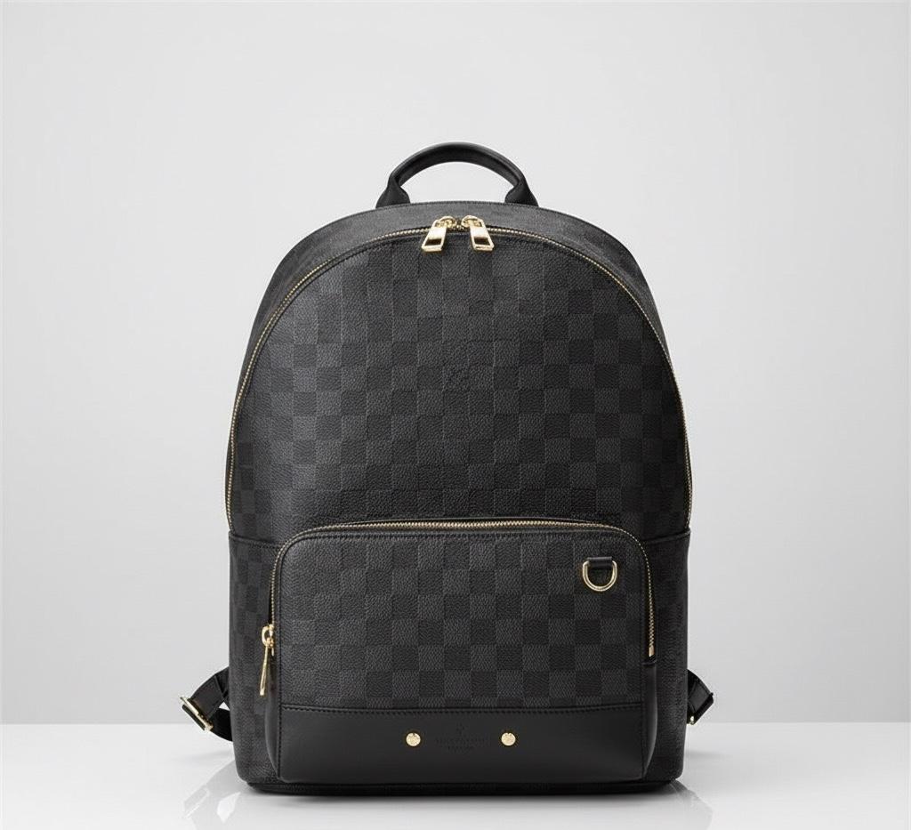 Lv Damier Graphite Backpack – Black Checkered Premium Leather