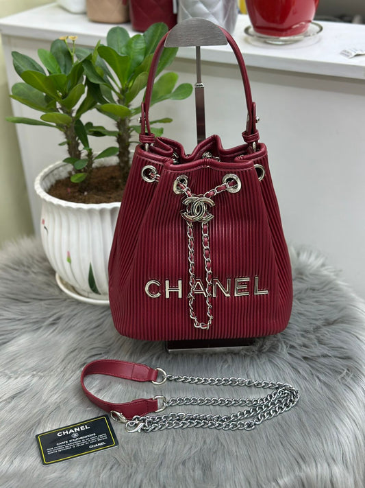 Chanel – Pleated Drawstring Bucket Bag