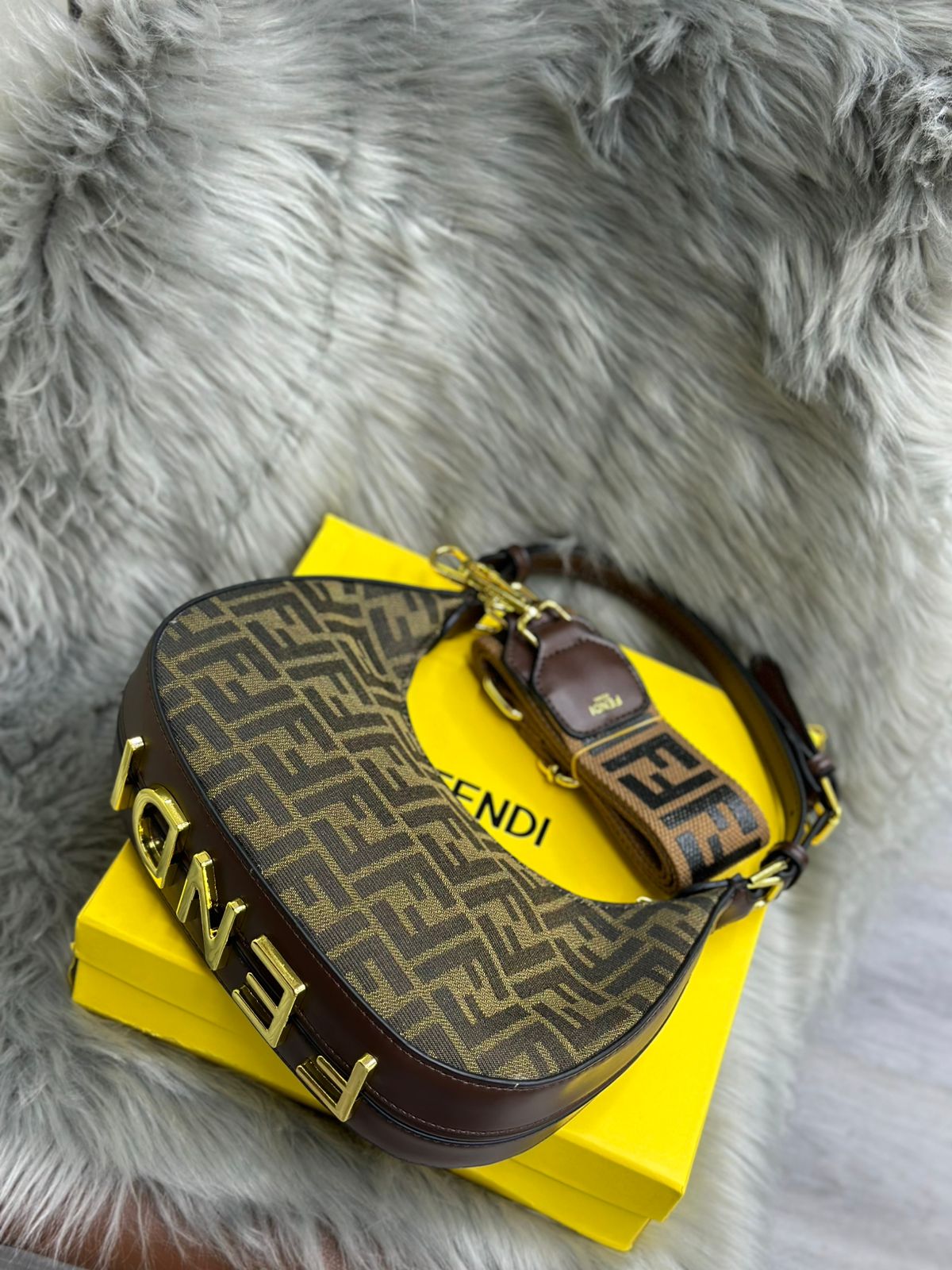 Fendigraphy Small Hobo Bag (Brown FF Monogram)