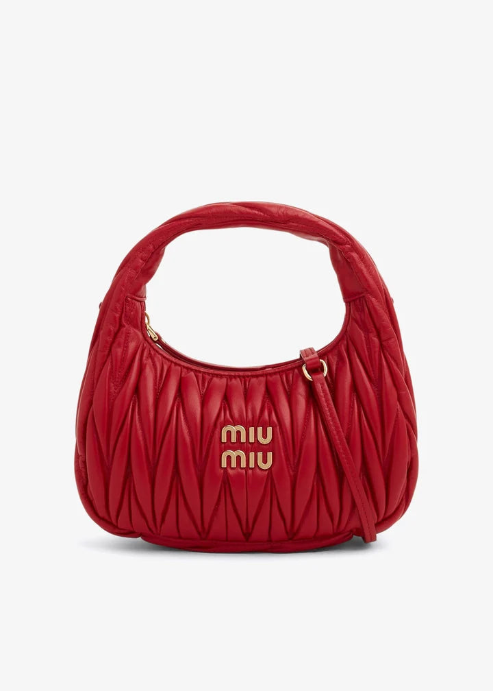 miu mu wander matelassé mini hobo bag