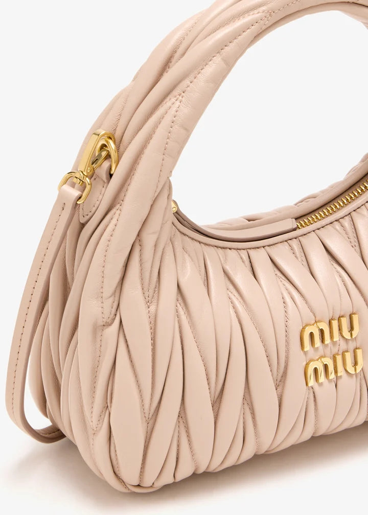 miu mu wander matelassé mini hobo bag