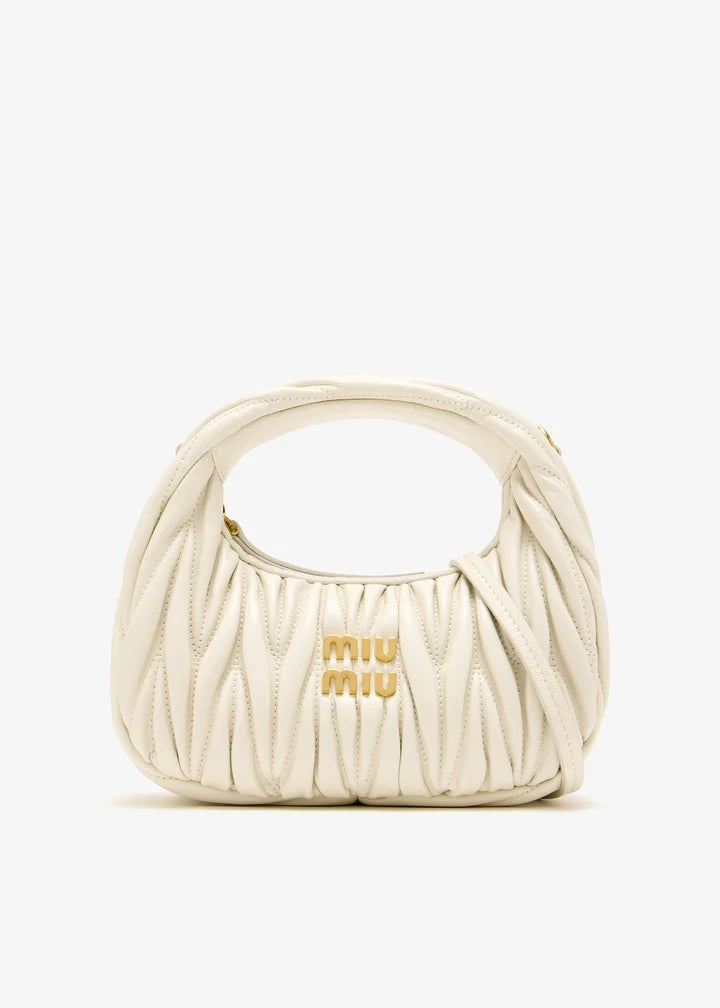 miu mu wander matelassé mini hobo bag