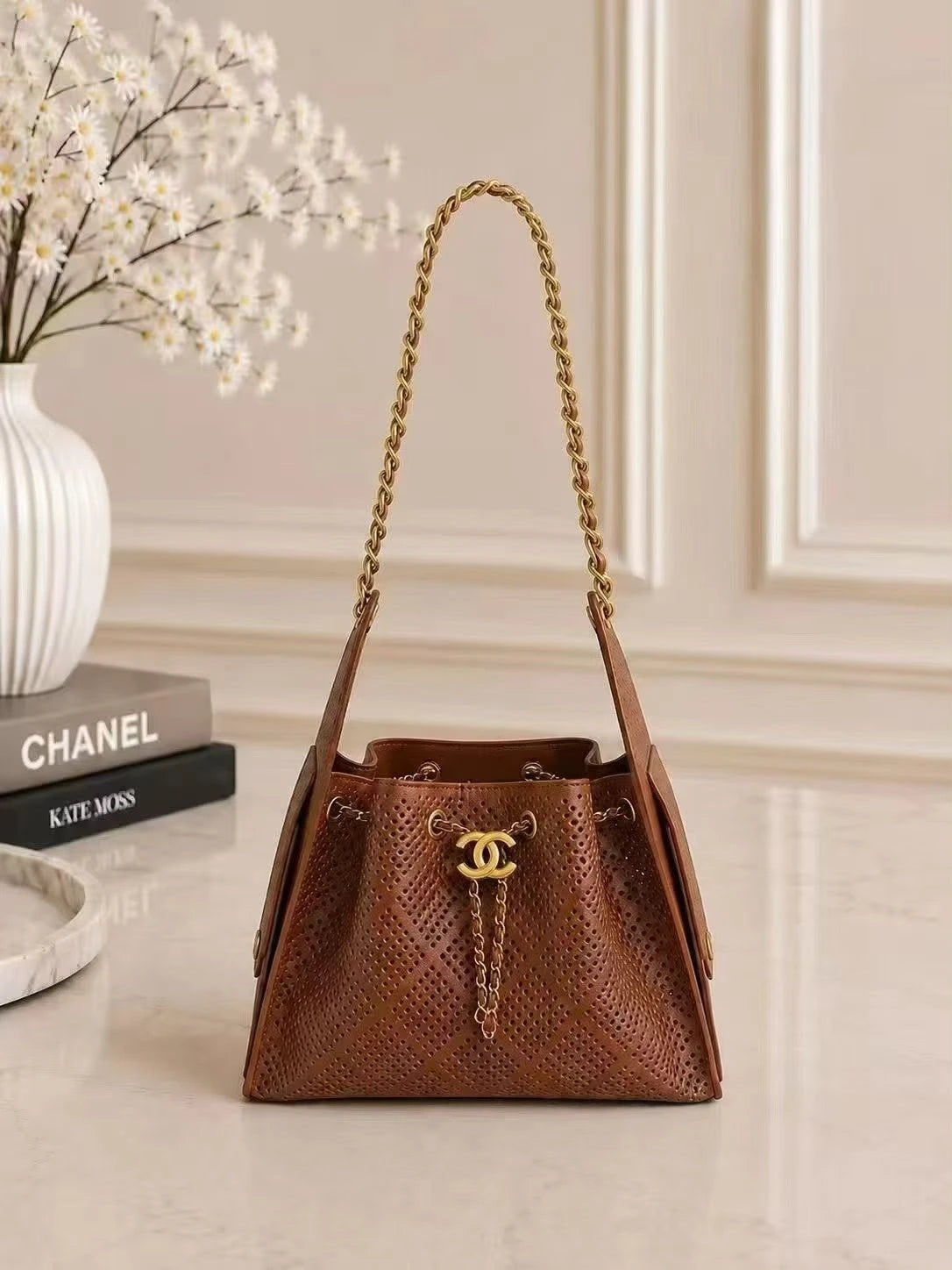 Chnl Chain Drawstring Shoulder Bag