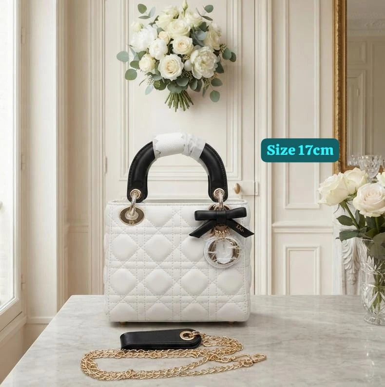 Lady Diour Quilted Top-Handle Bag