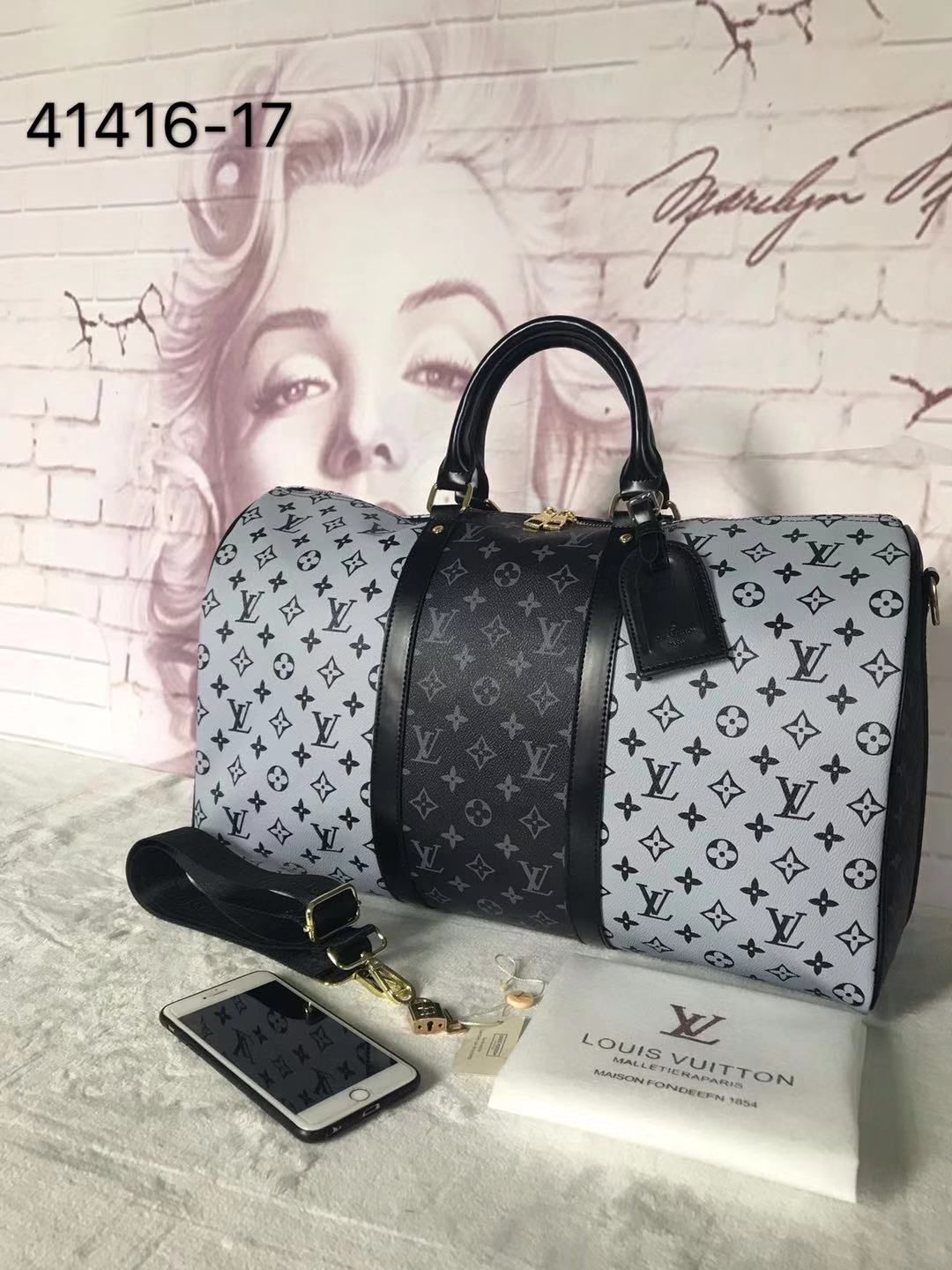 Lv Two-Tone Monogram Travel Duffle Bag