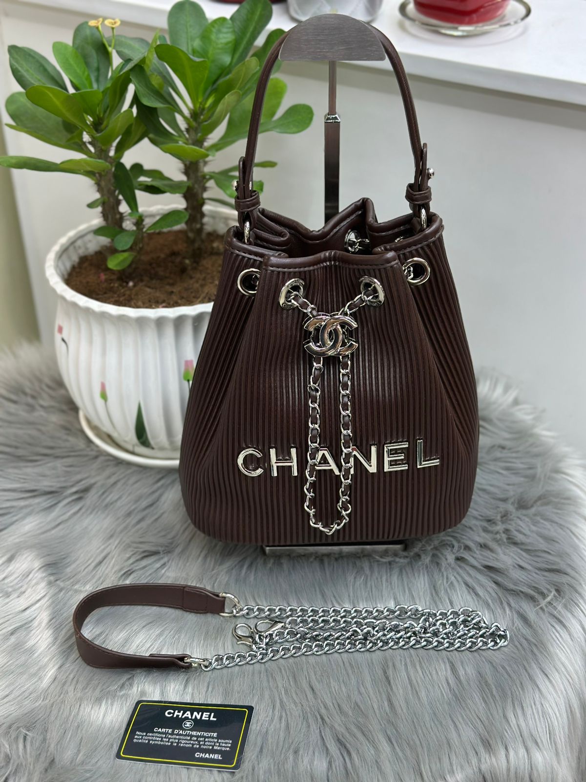 Chanel – Pleated Bucket Bag (Chocolate Brown)