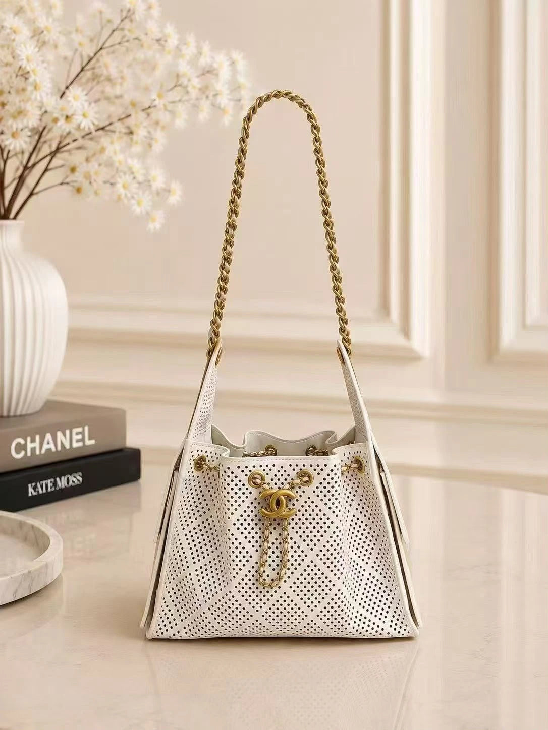 Chnl Chain Drawstring Shoulder Bag