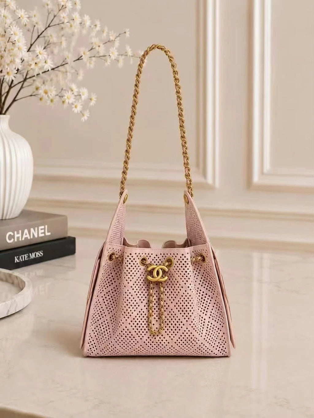 Chnl Chain Drawstring Shoulder Bag