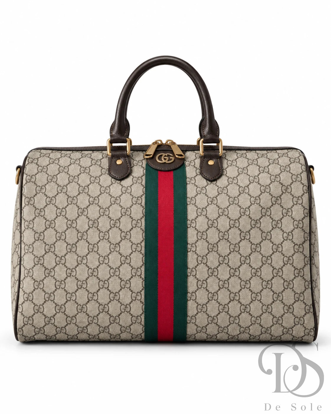 GG Supreme Canvas Duffle Bag with Web Stripe – Beige & Ebony