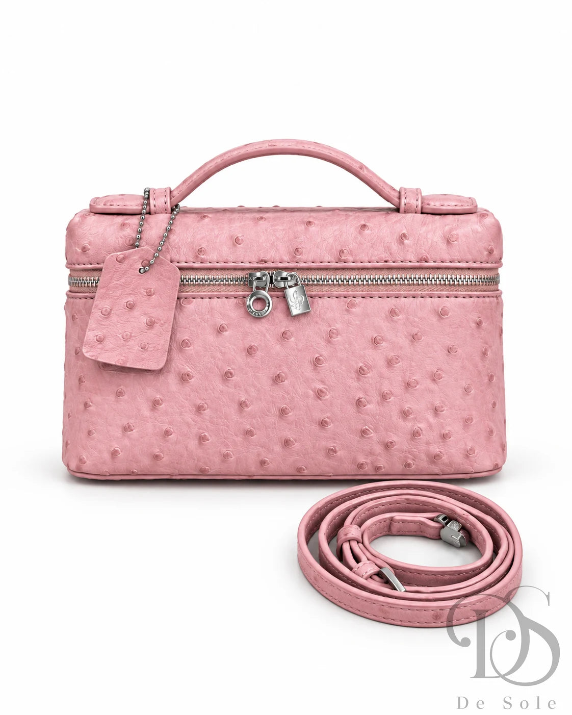 LP Ostrich-Texture Top-Handle Crossbody