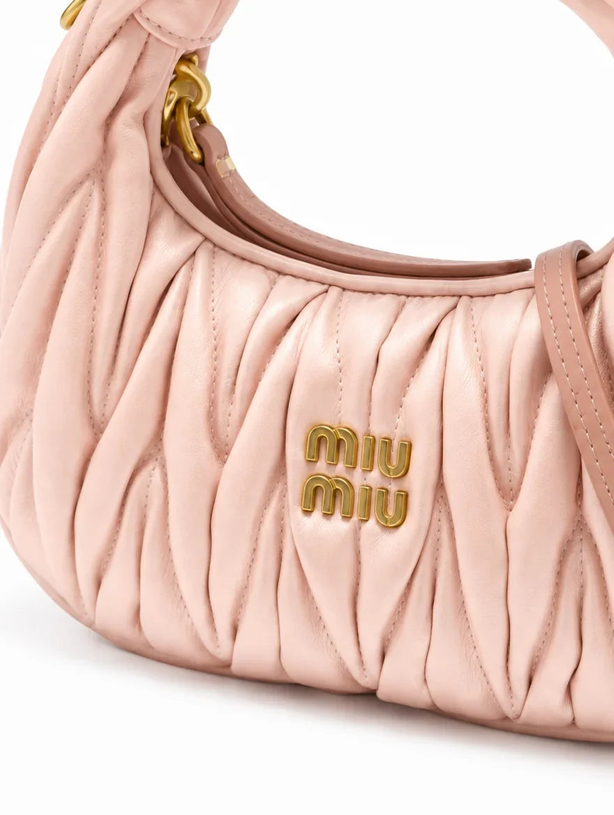 miu mu wander matelassé mini hobo bag - side