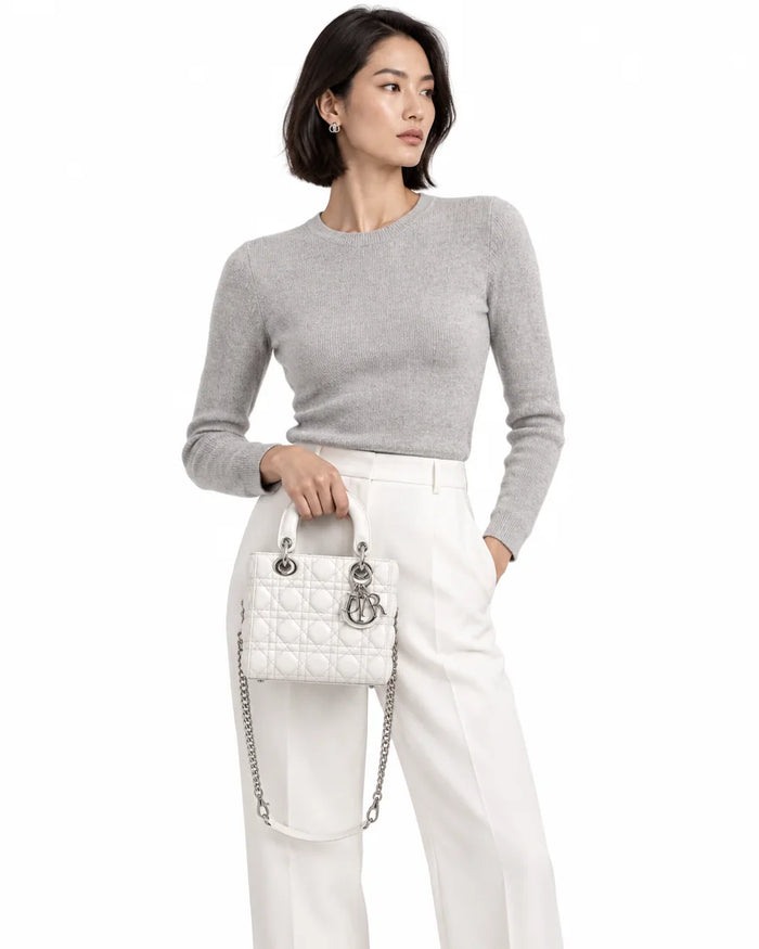 Lady Diour Quilted Top-Handle Bag - model