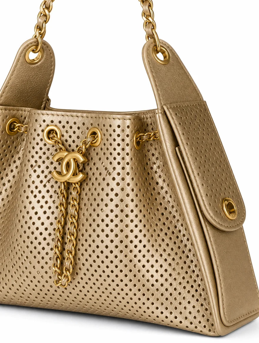 Chnl Chain Drawstring Shoulder Bag - side