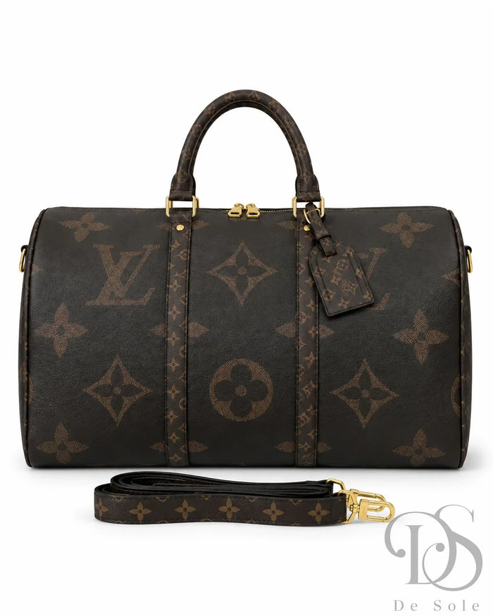 Lv Keepall Bandoulière 50 Monogram Canvas Travel Bag – Brown