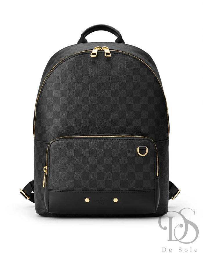 Lv Damier Graphite Backpack – Black Checkered Premium Leather