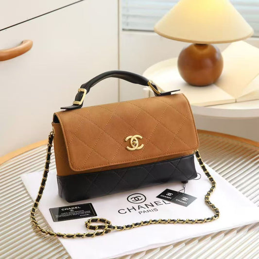 Chanel Classic Quilted Flap Top Handle Bag – Caramel Brown / Black