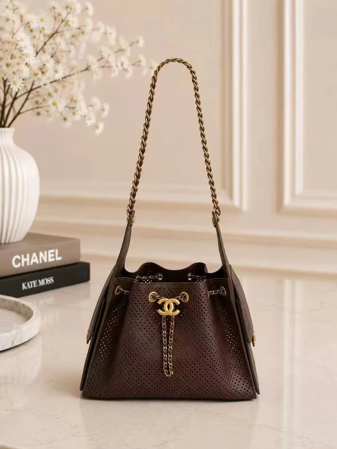 Chnl Chain Drawstring Shoulder Bag