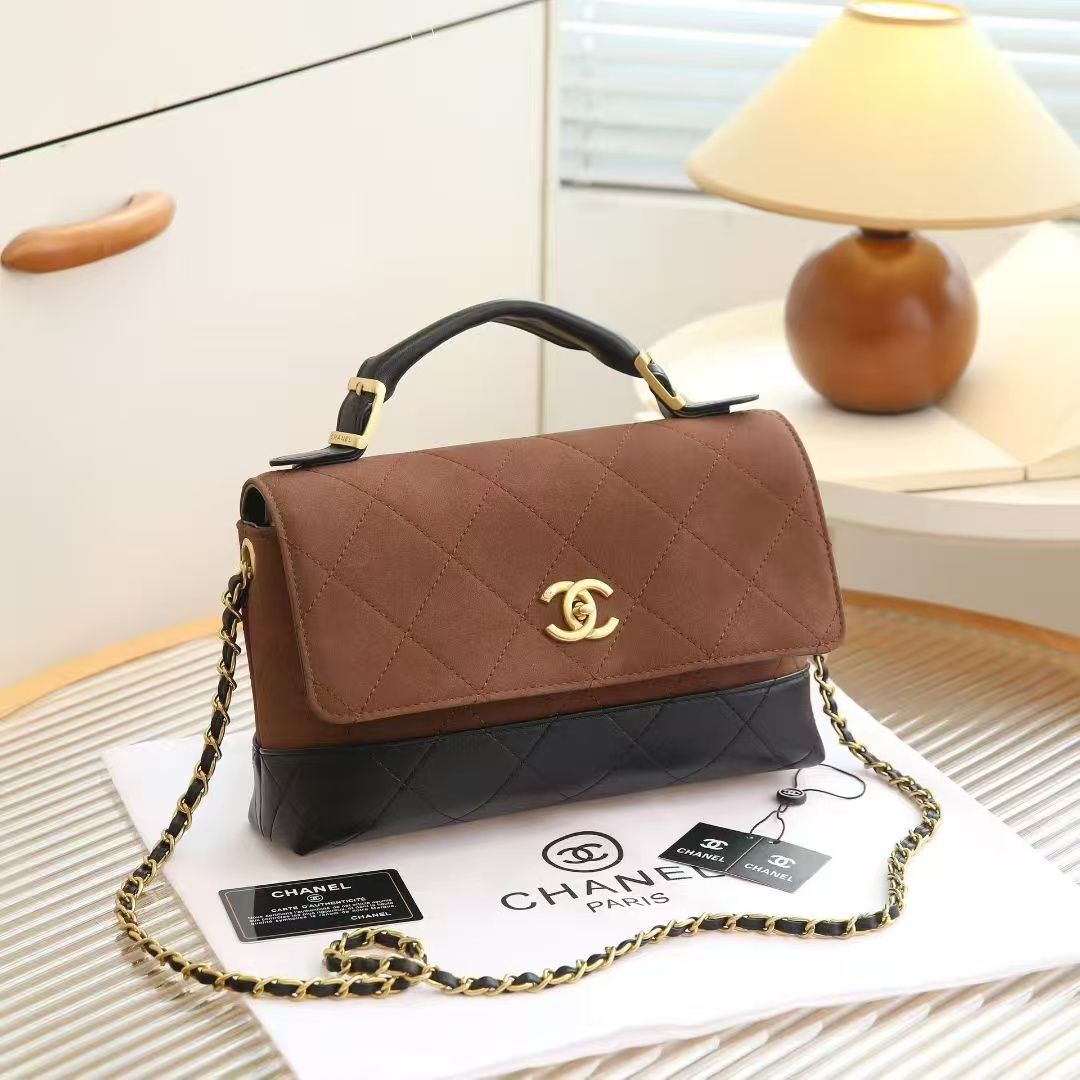 Chanel Two-Tone Quilted Flap Top Handle Bag
