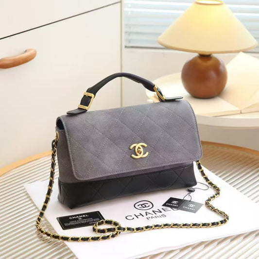 Chanel Two-Tone Quilted Flap Top Handle Bag – Grey & Black