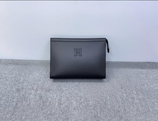 Hermès “H” Embossed Leather Pouch – Noir Classic Edition