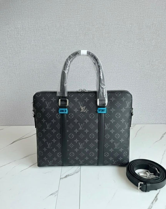 Louis Vuitton Monogram Eclipse Porte-Documents Business Bag – Black & Grey Leather Canvas
