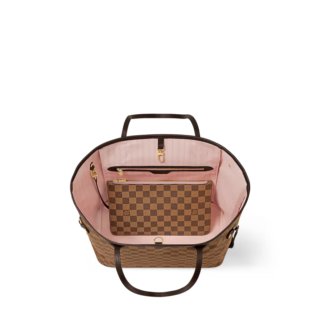 Lv Damier Neverfull Pink Interior Tote Bag