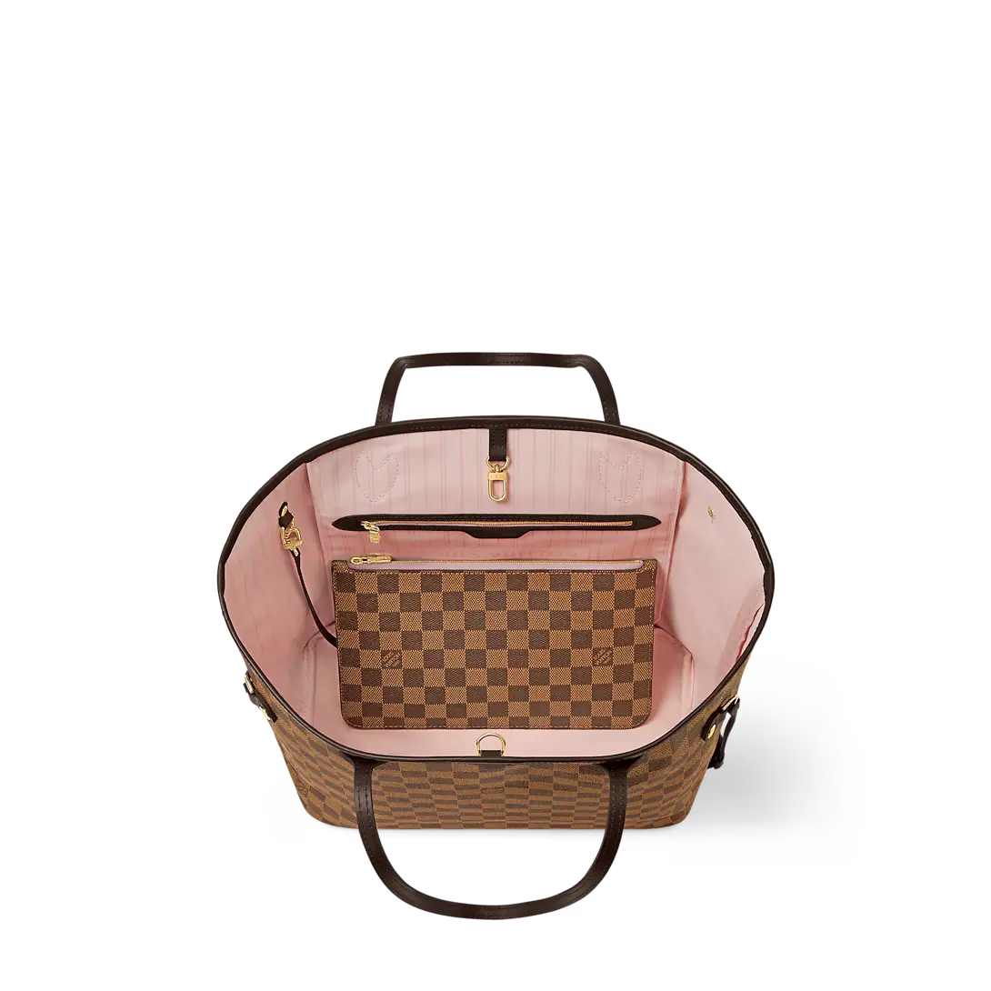 Lv Damier Neverfull Pink Interior Tote Bag